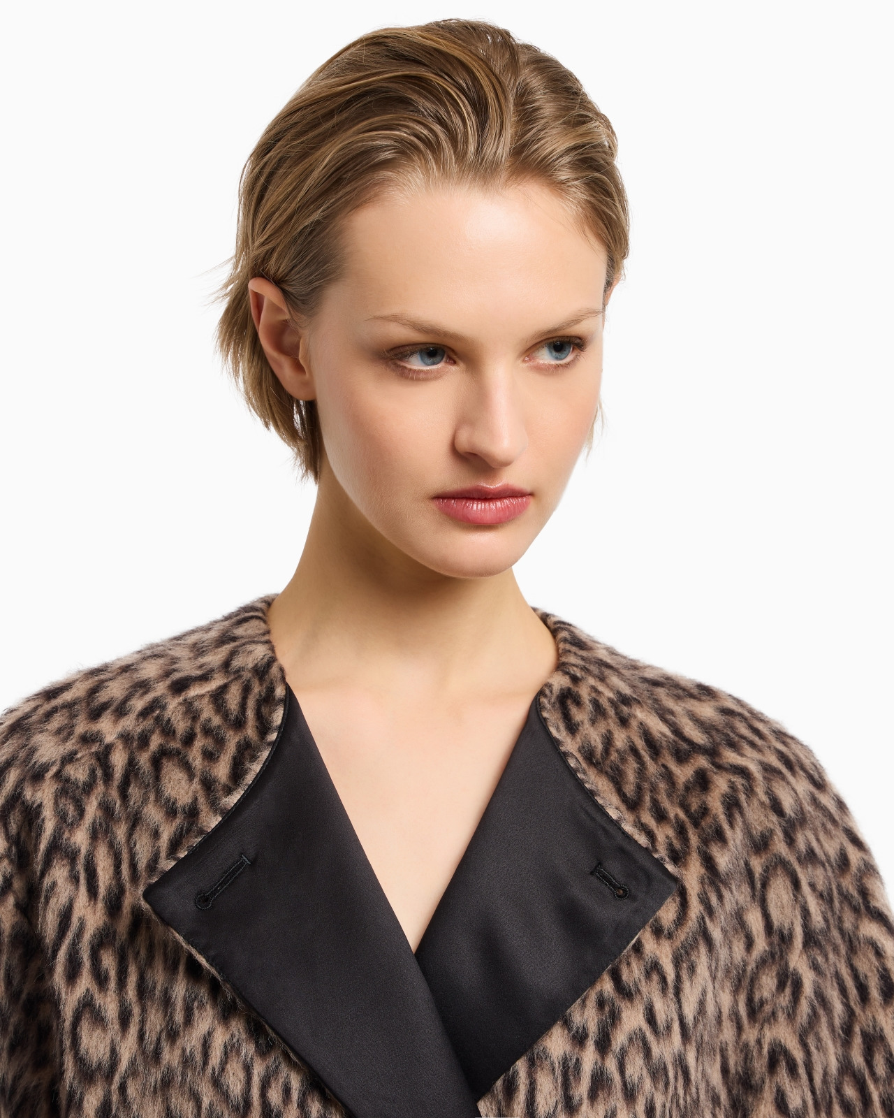 DOUBLE-BREASTED ANIMAL-PRINT WOOL-BLEND PEA COAT - 5