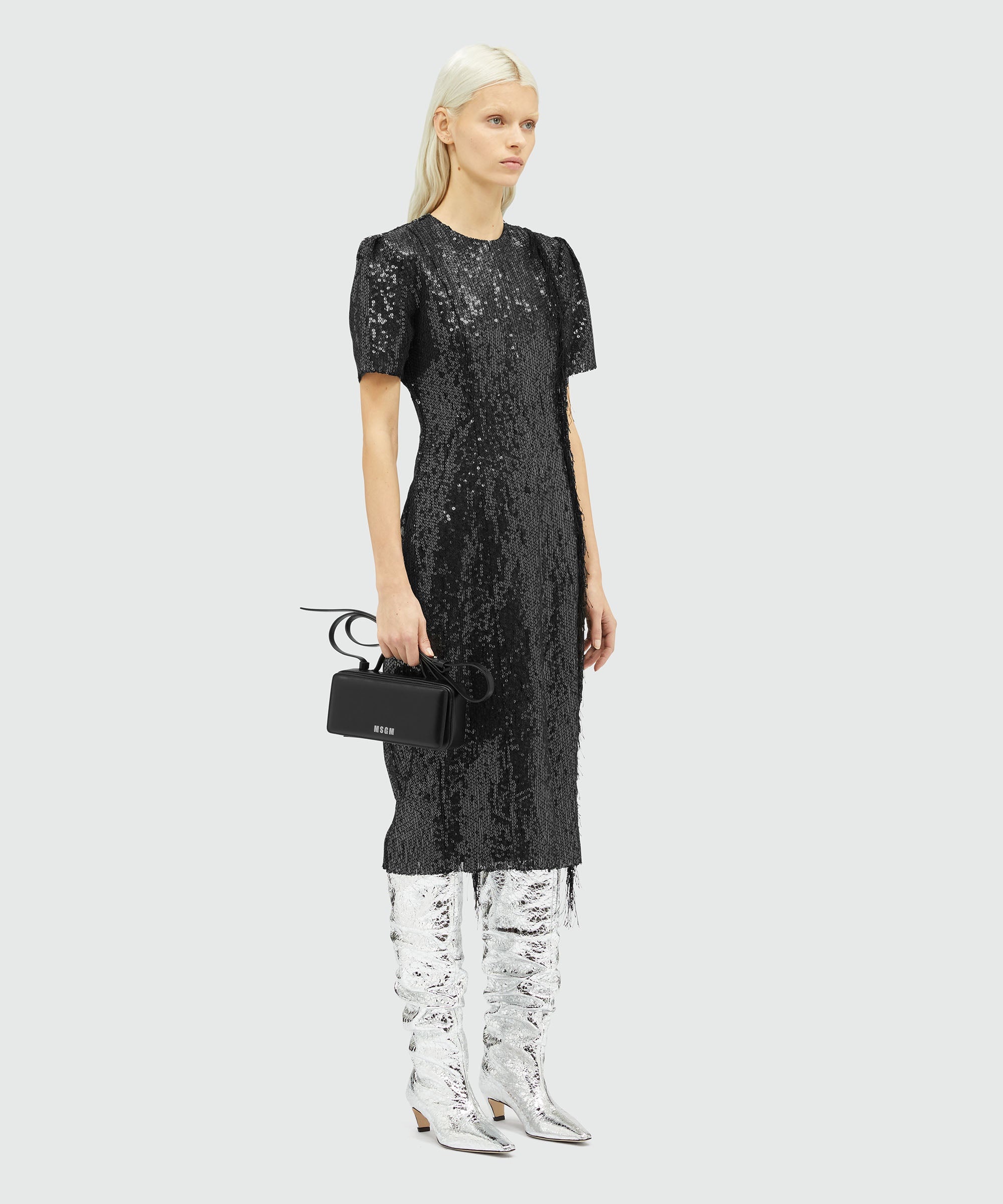 Sequined midi dress with fringe - 4
