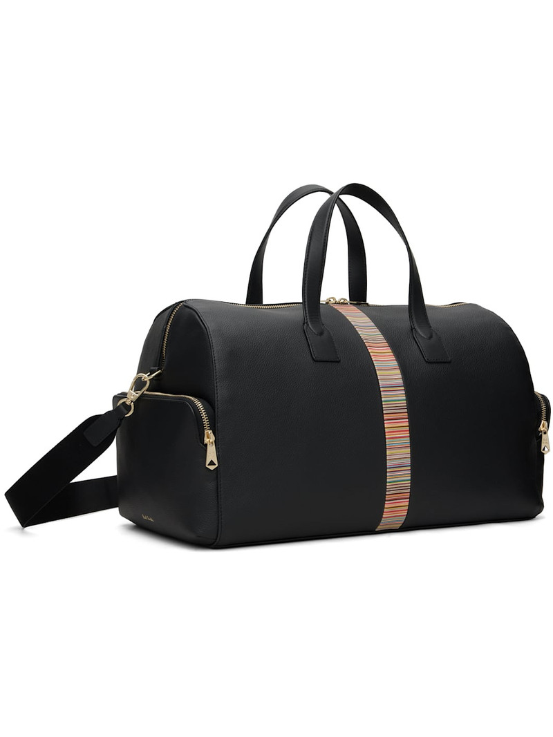 Paul Smith Black Leather 'Signature Stripe' Trim Day Duffle Bag outlook