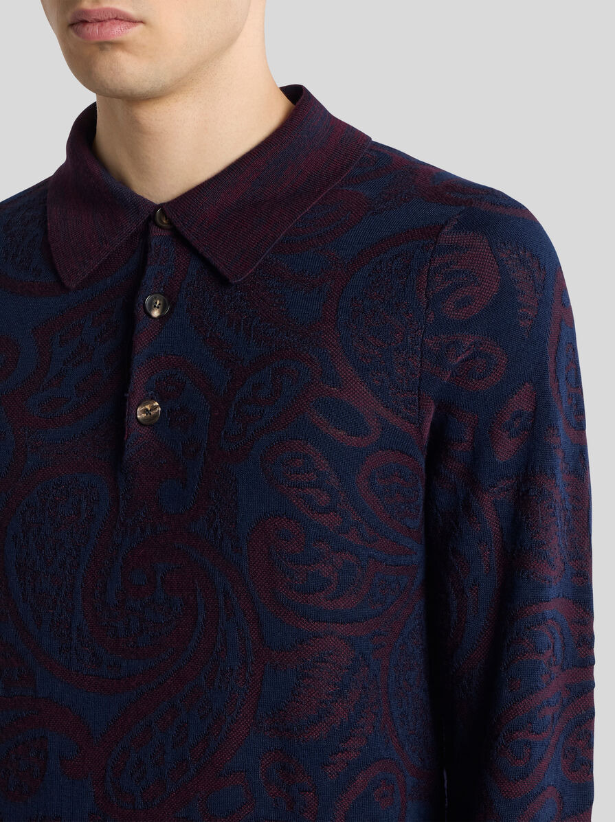 WOOL-BLEND JACQUARD POLO SHIRT - 2