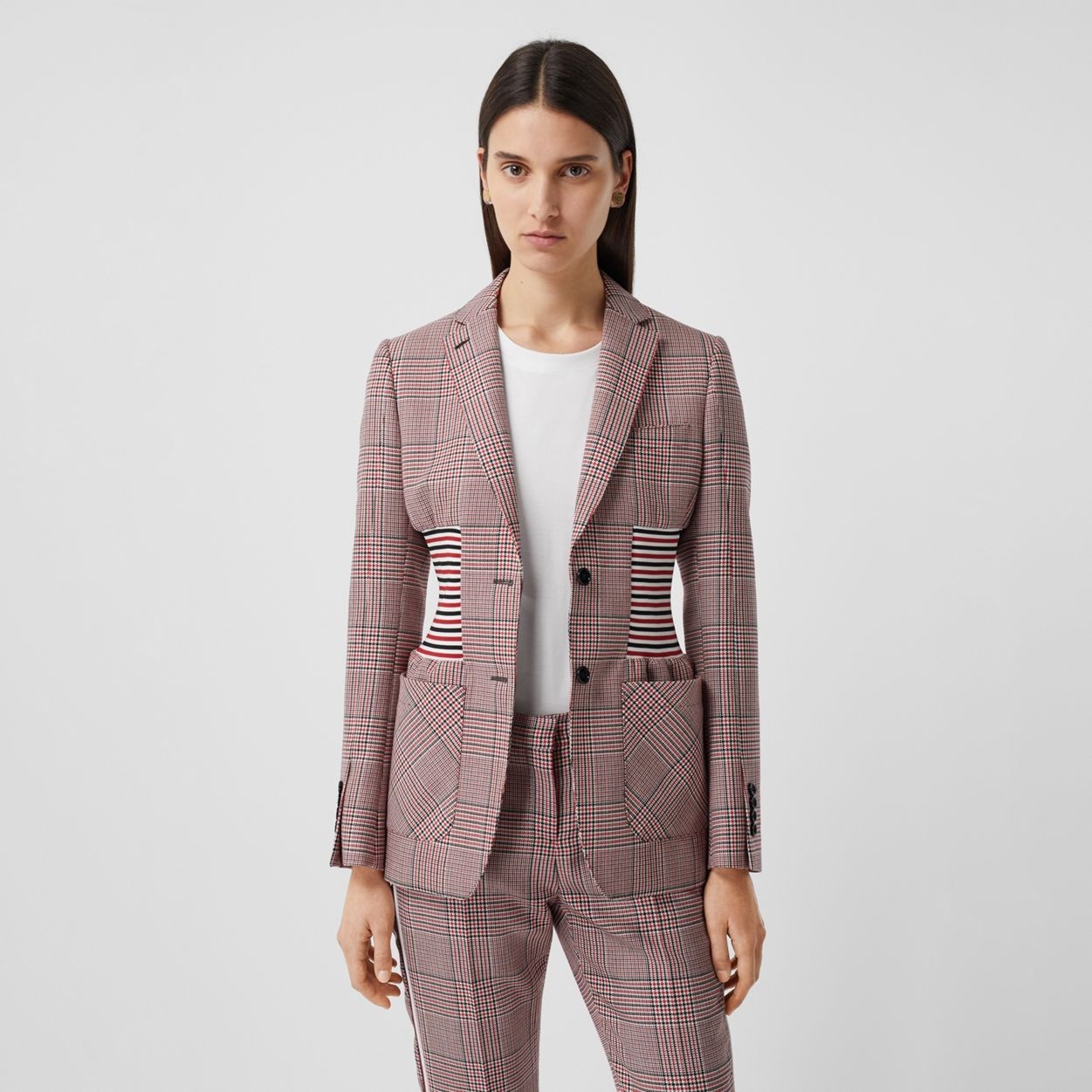 Knitted Panel Houndstooth Check Wool Jacket - 6