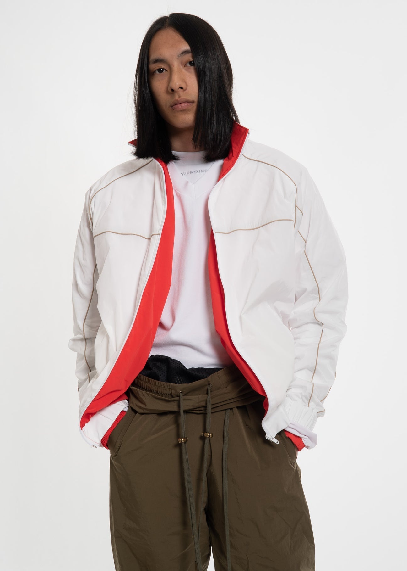 White and Red Layered Track Jacket - 2