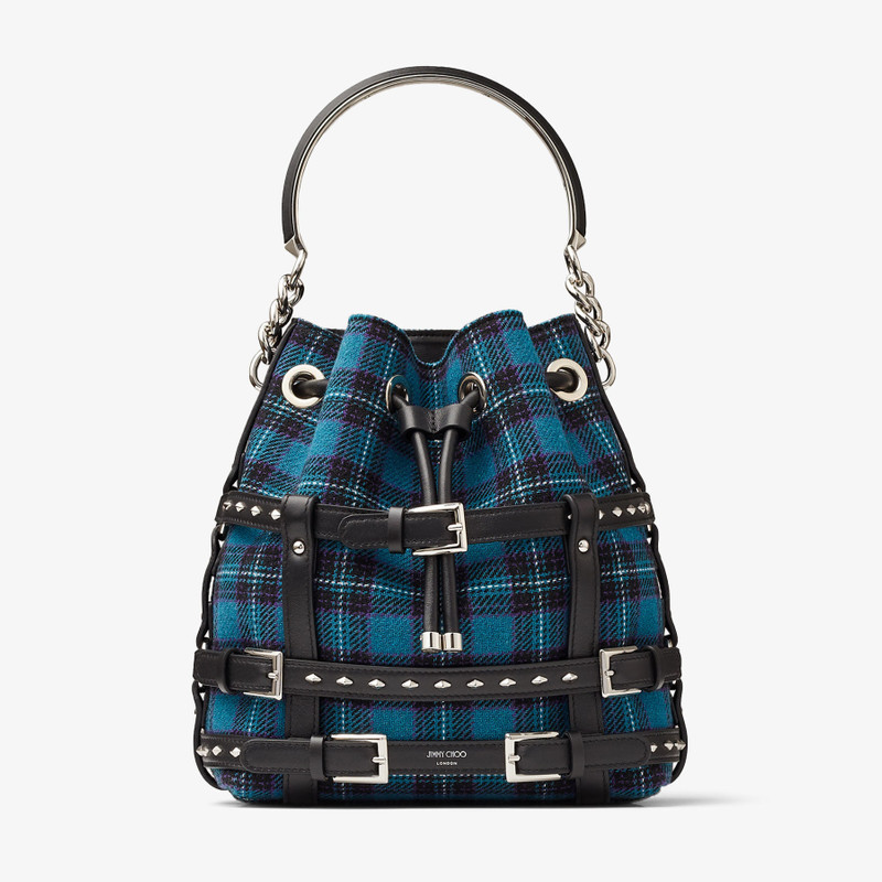 Bon Bon Bucket
Peacock Fabric and Calf Leather Bucket Bag with Harness 1