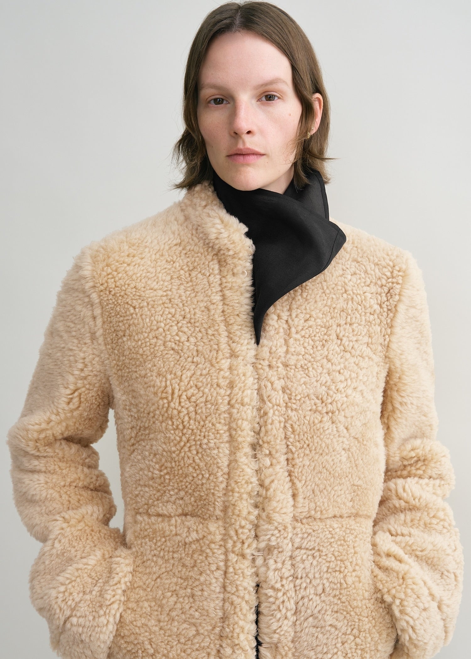 Cinched shearling jacket butter - 6