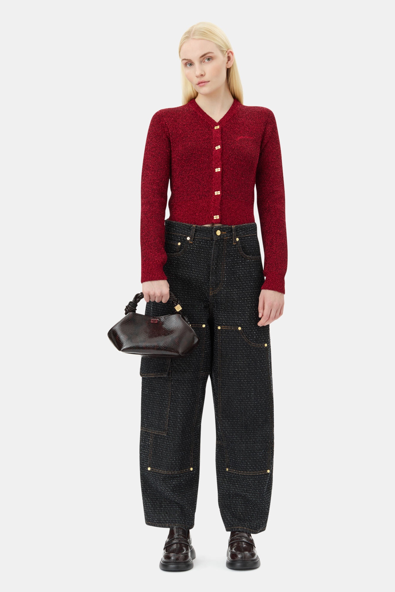 RED SPARKLE SHORT CARDIGAN - 3