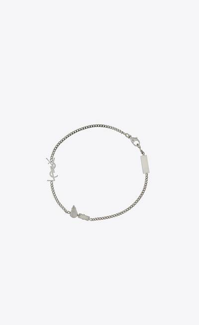 SAINT LAURENT opyum charm bracelet in metal and rhinestone outlook