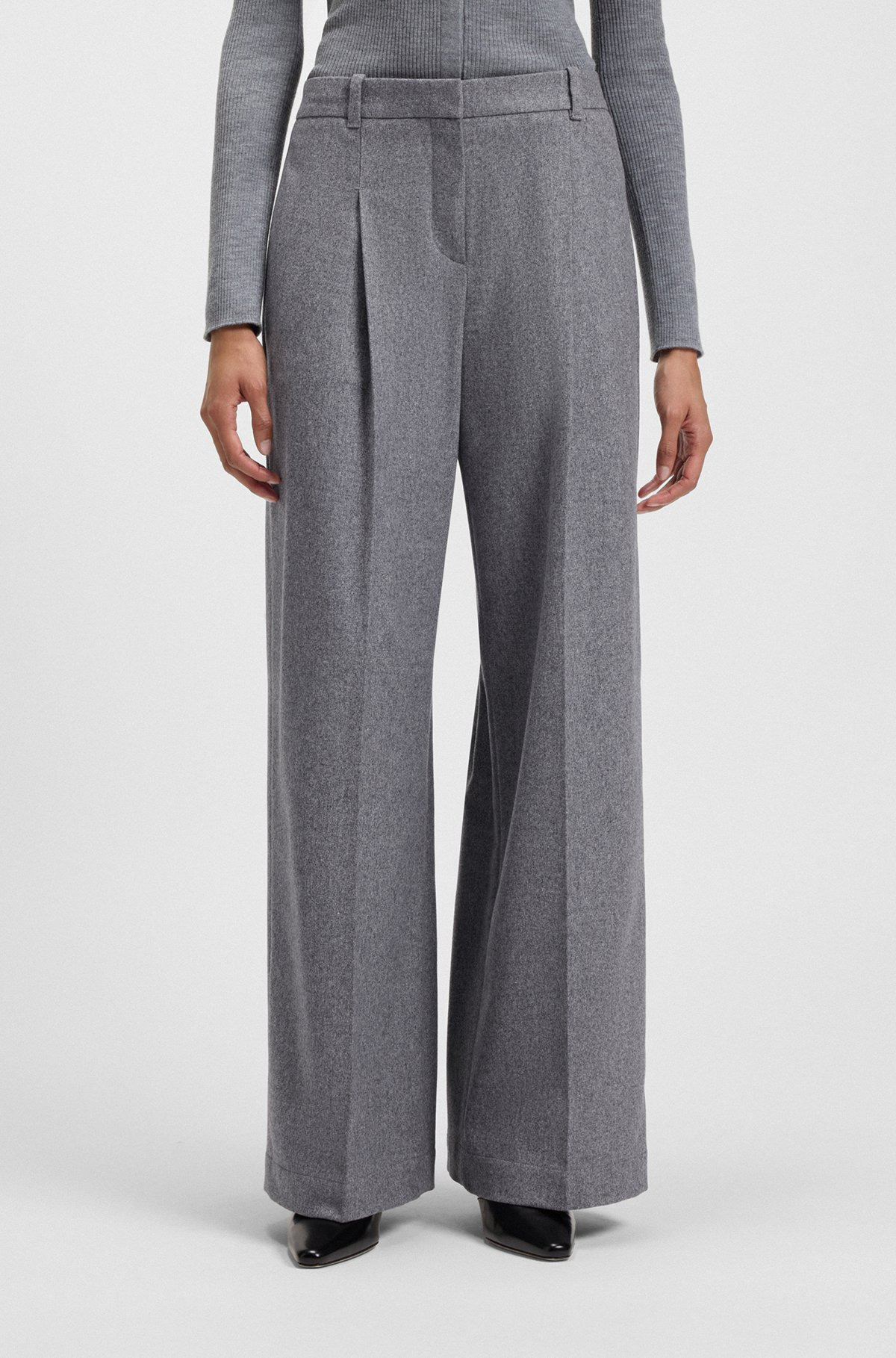 REGULAR-FIT WIDE-LEG TROUSERS IN SOFT FLANNEL - 2