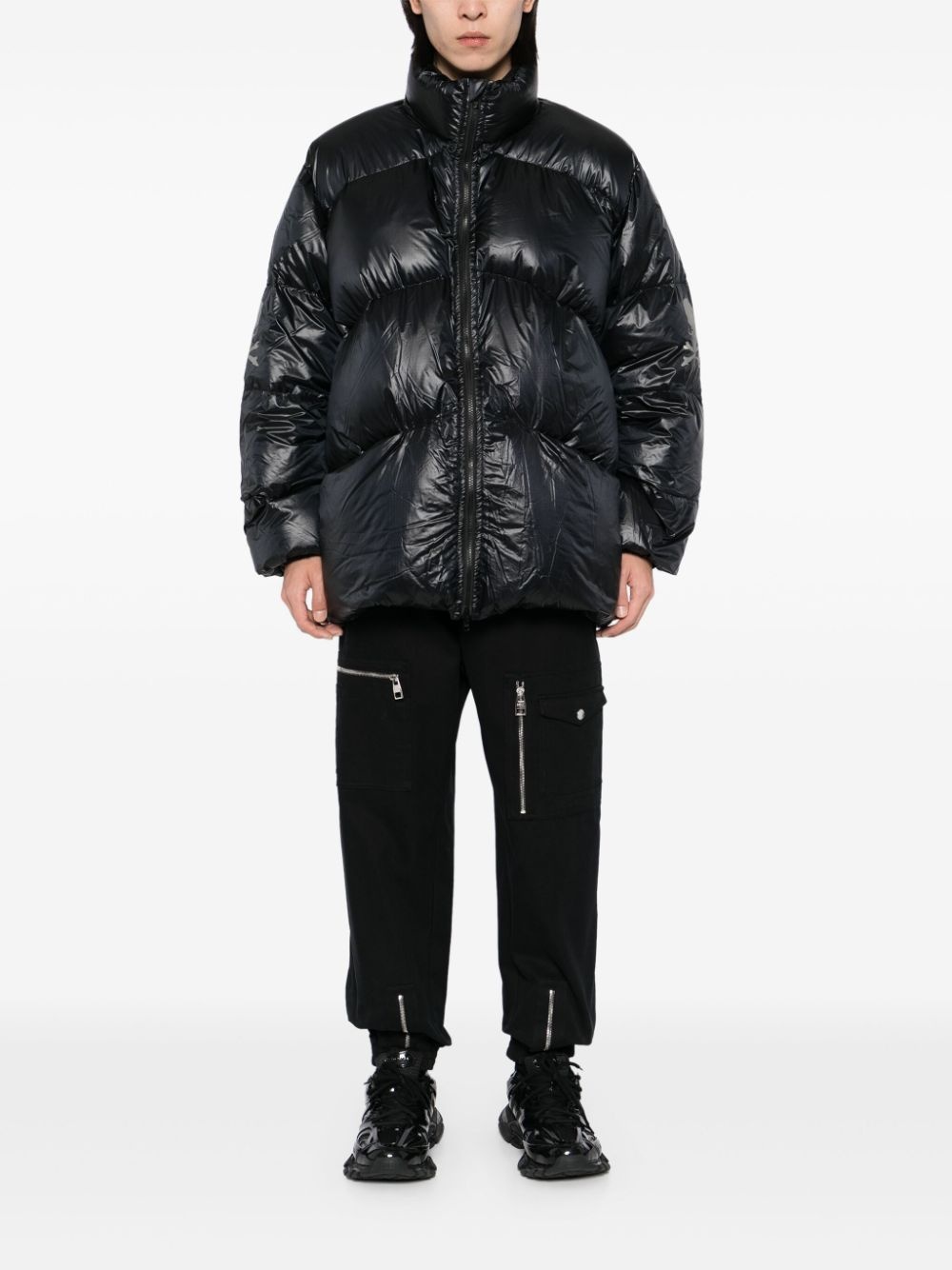 logo-print down jacket - 2
