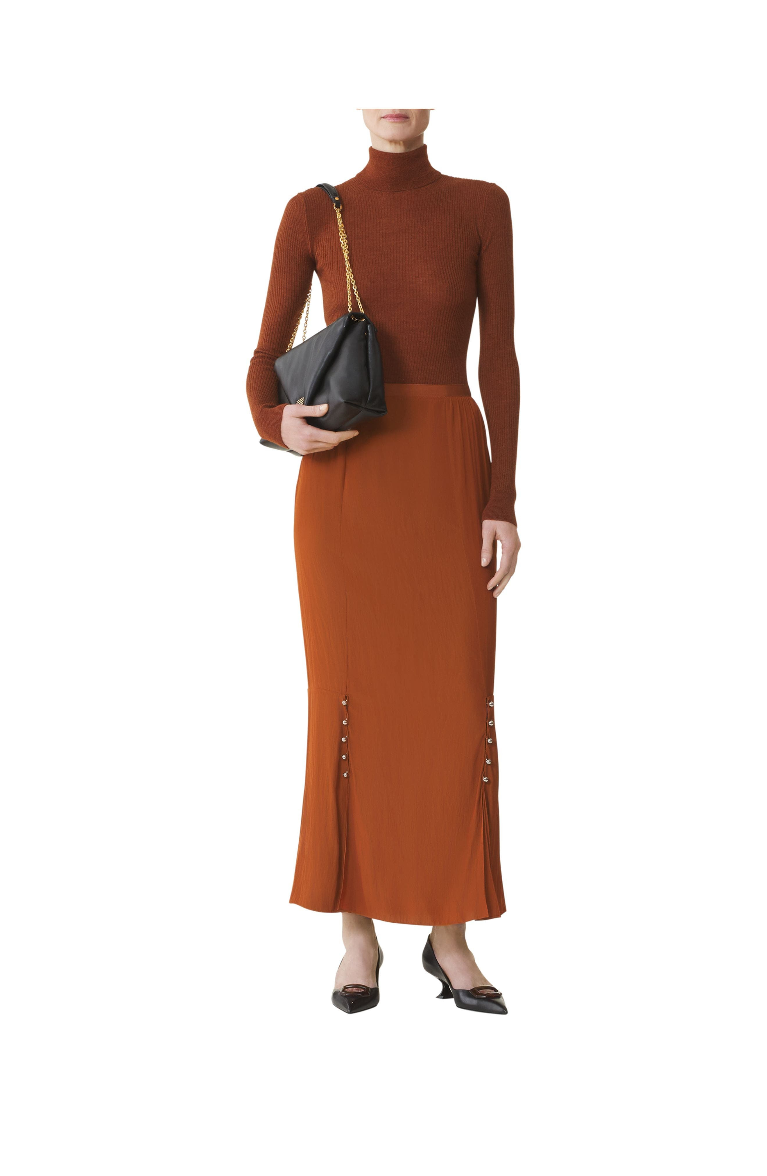 Lanvin Midi Skirt In Charmeuse in Chestnuts at Nordstrom - 2