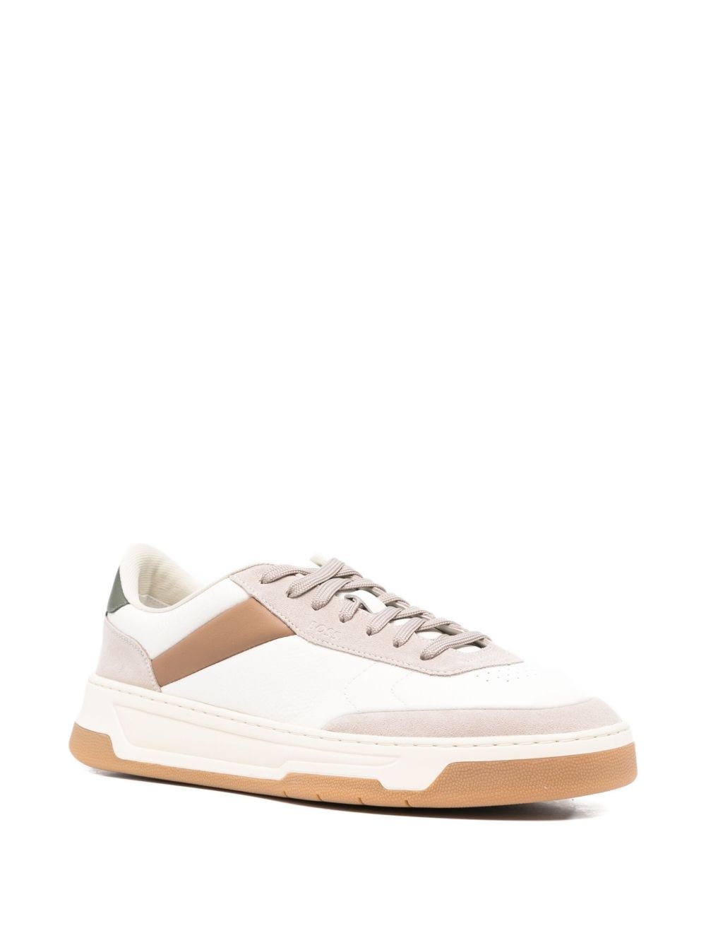 panelled leather sneakers - 2