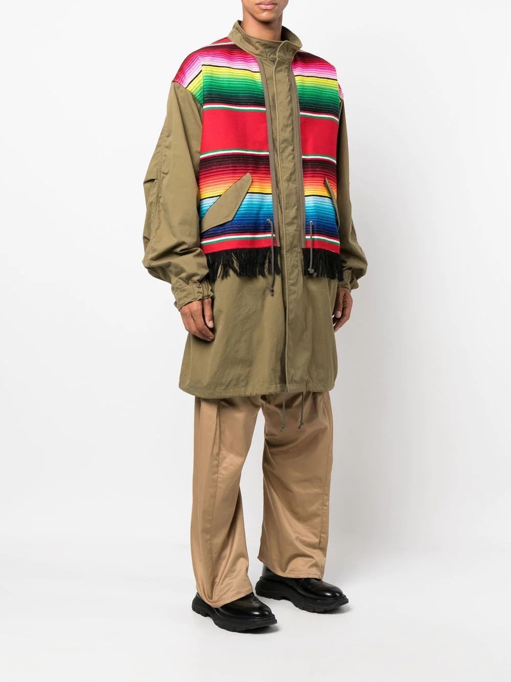 panelled midi coat - 3