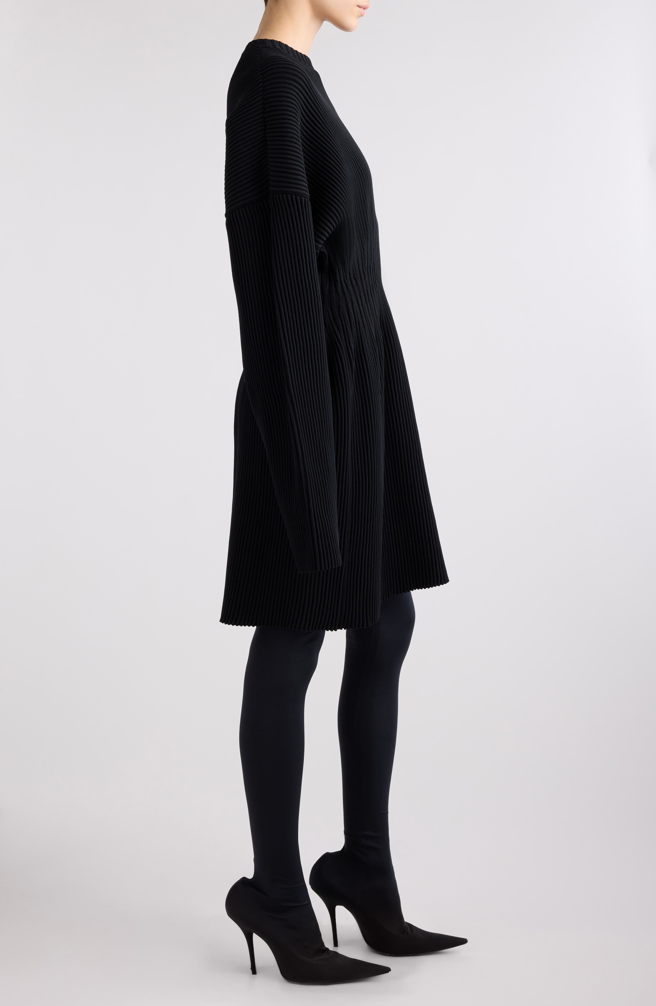 Hourglass Long Sleeve Rib Sweater Dress - 4
