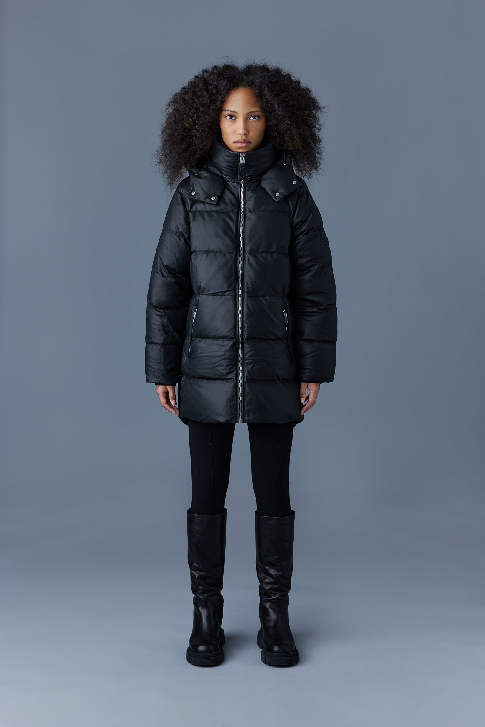 KARSYN (R) Leather down jacket with removable hood - 2
