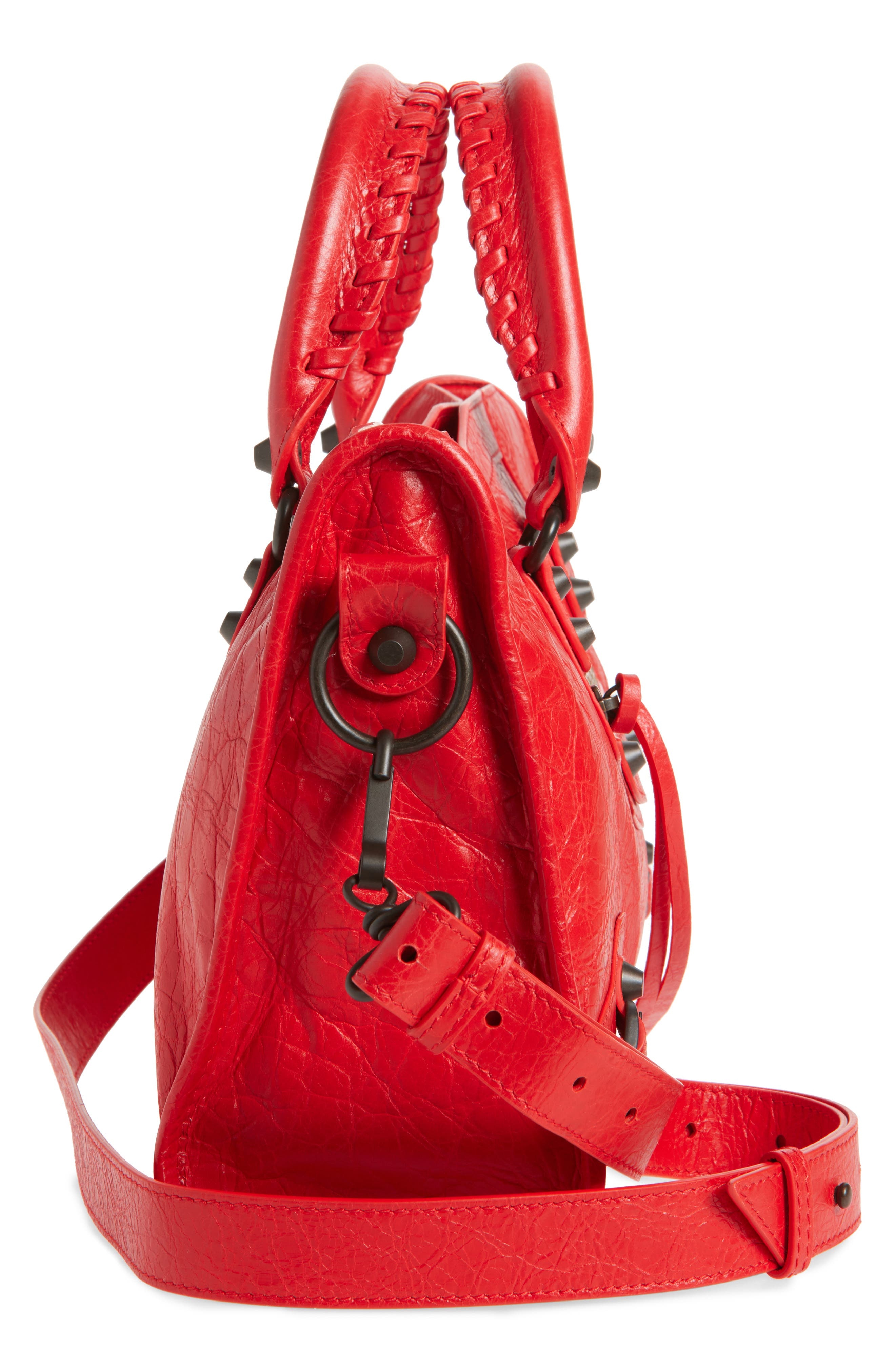 Balenciaga Small Le City Leather Satchel in 6506 Vermillion Red at Nordstrom - 6