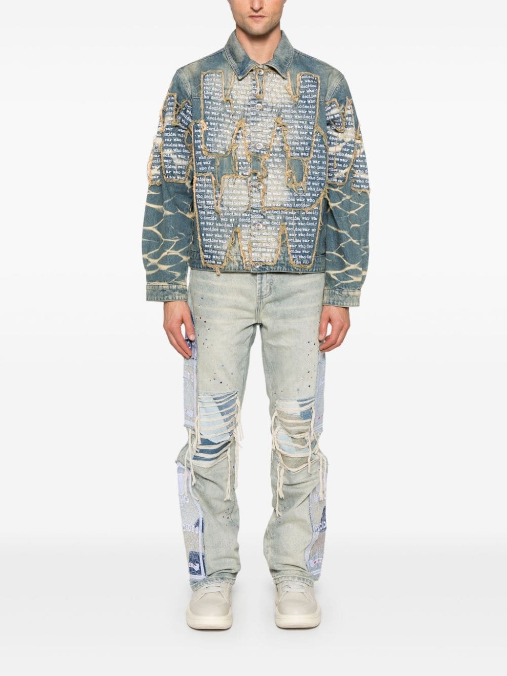 embroidered-logo denim jacket - 2