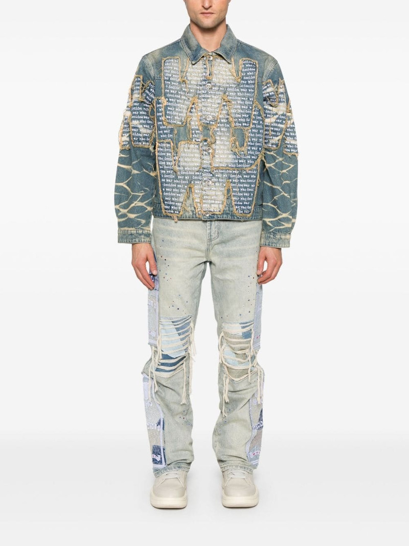 WHO DECIDES WAR embroidered-logo denim jacket outlook