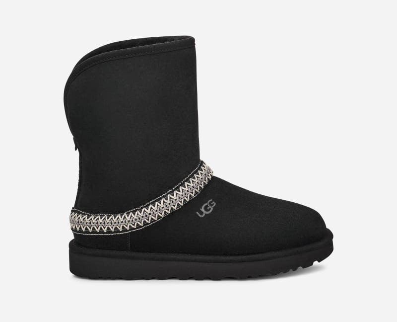 ® Women's Classic Short Crescent Suede/Polyester/Recycled Materials/Sheepskin Classic Boots in Black 1