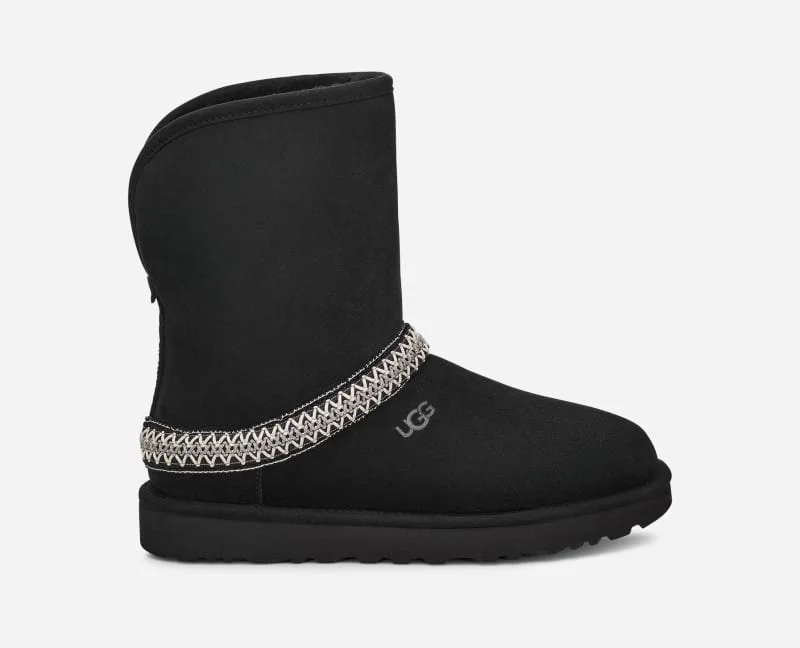 ® Women's Classic Short Crescent Suede/Polyester/Recycled Materials/Sheepskin Classic Boots in Black - 1