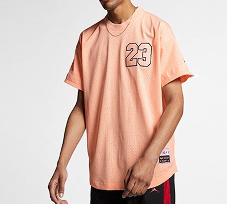 Men's Air Jordan 23 Flight Mesh Jersey T-Shirt Pale Pinkish Gray AO2827-814 - 5