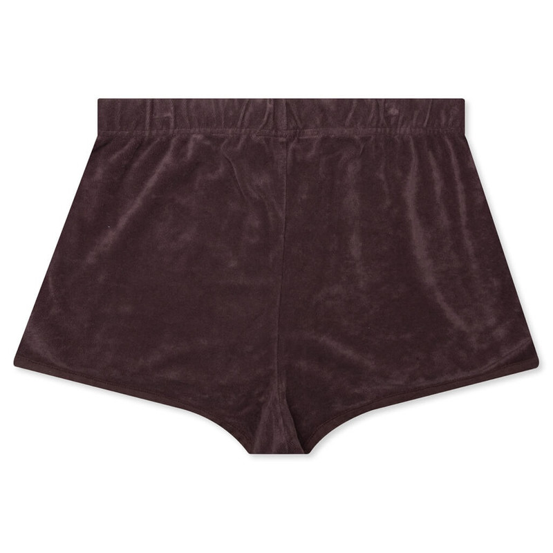 ESSENTIALS WOMEN'S TERRY BEACH SHORT - PLUM outlook