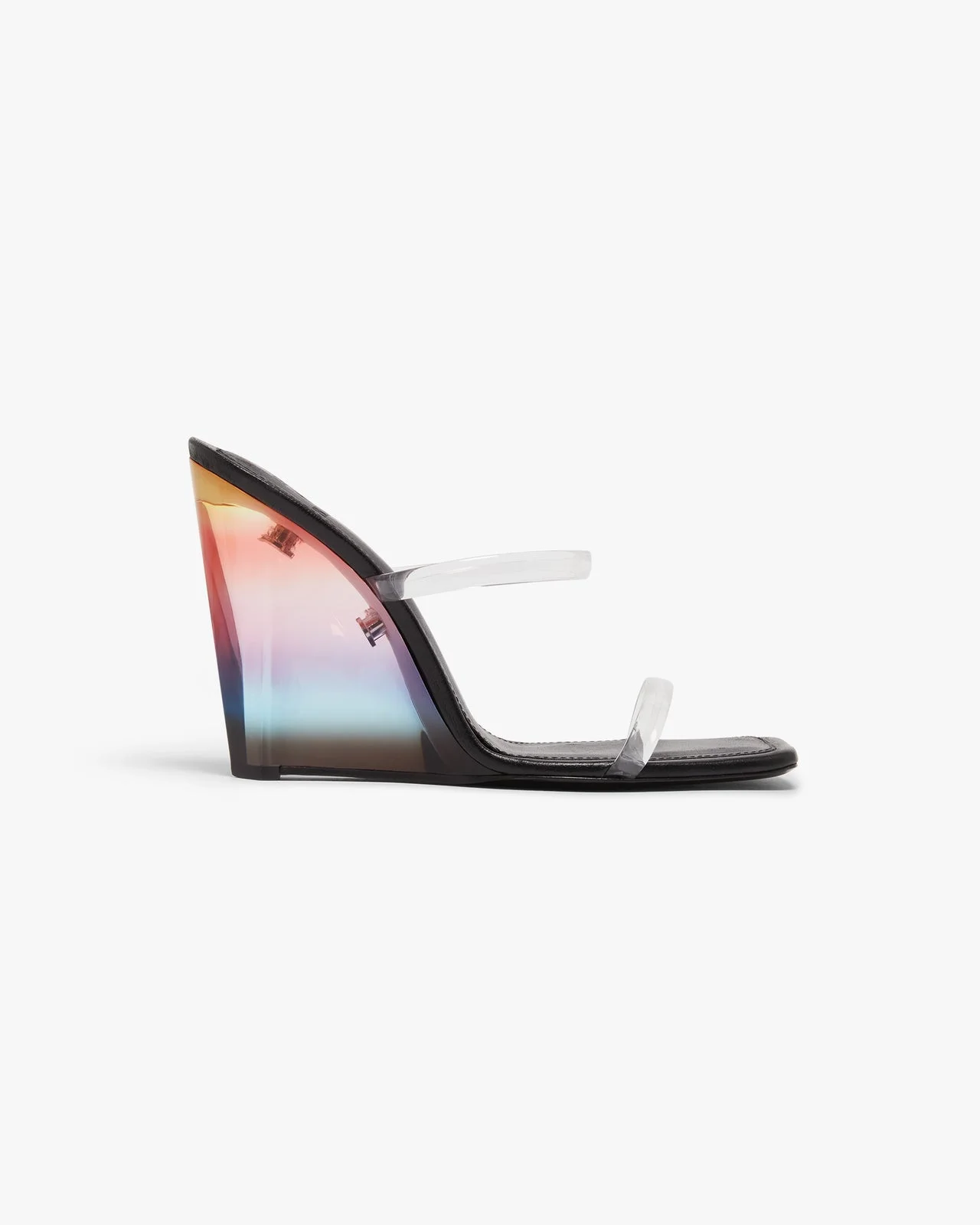 Black Plexi Heeled Wedge Sandals | Casablanca Paris - 1