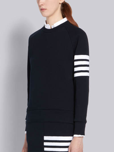 Thom Browne Navy Waffle Crewneck 4-Bar Sweatshirt outlook