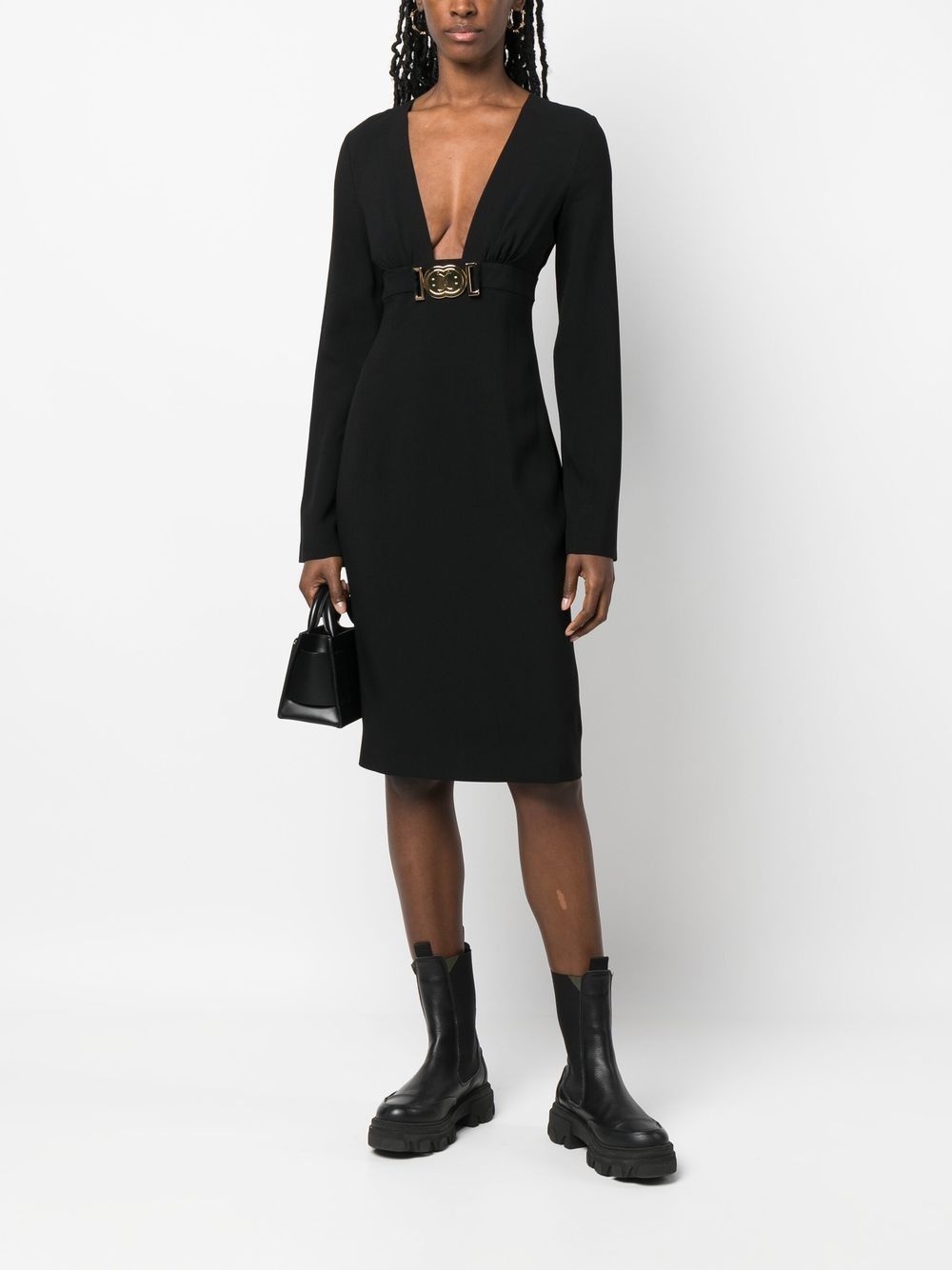 logo-plaque long-sleeved dress - 2