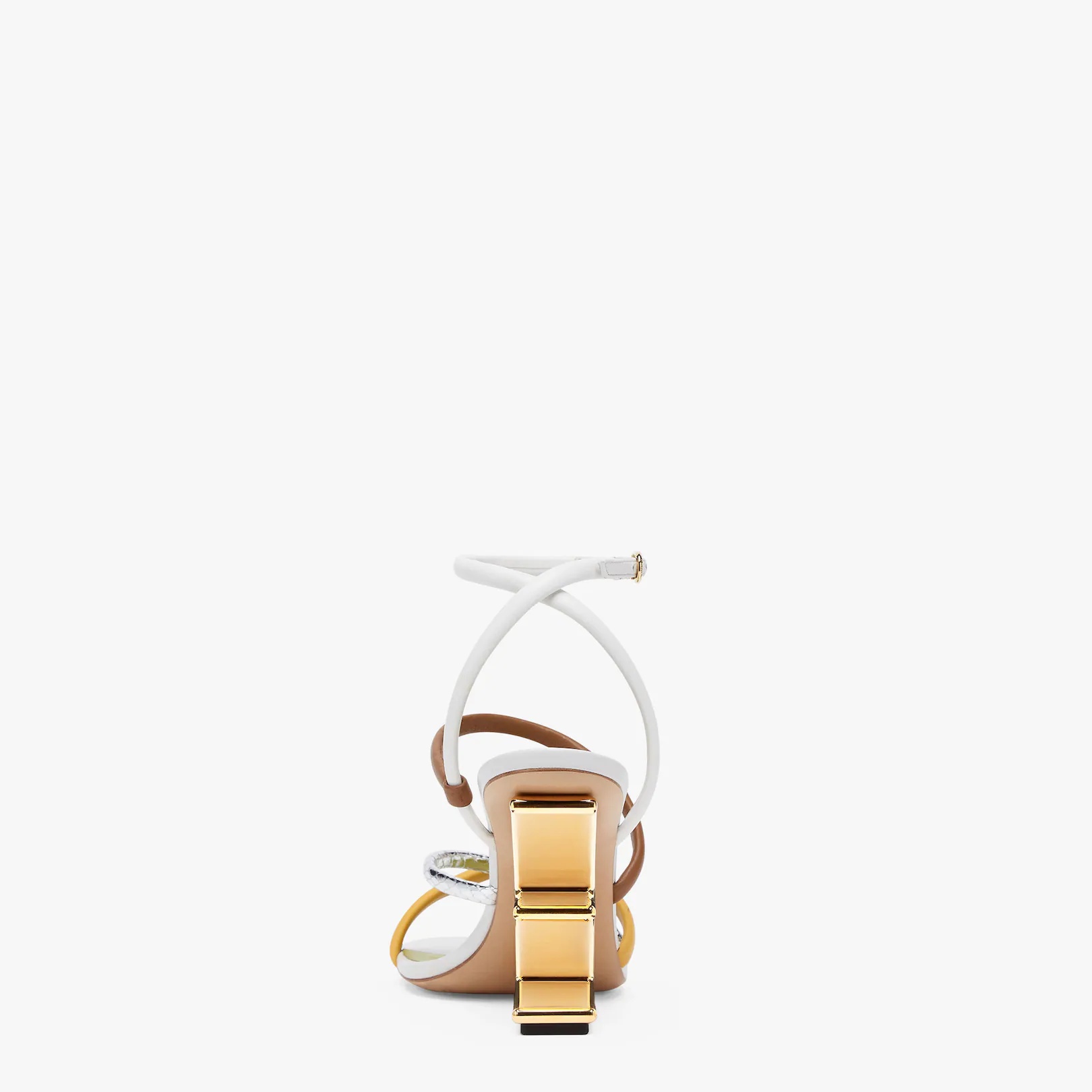 White nappa leather high-heeled sandals - 3