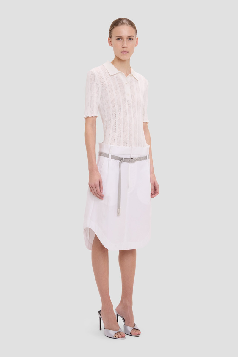Frill Polo Top In White 3