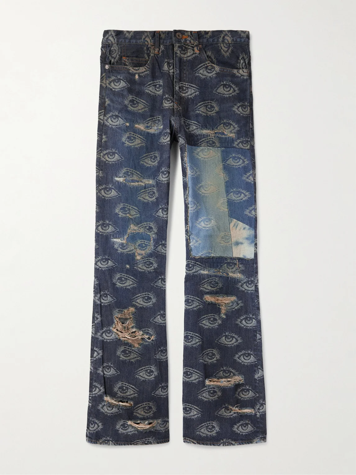 Speakeasy Slim-Fit Flared Printed Distressed Jeans - 1