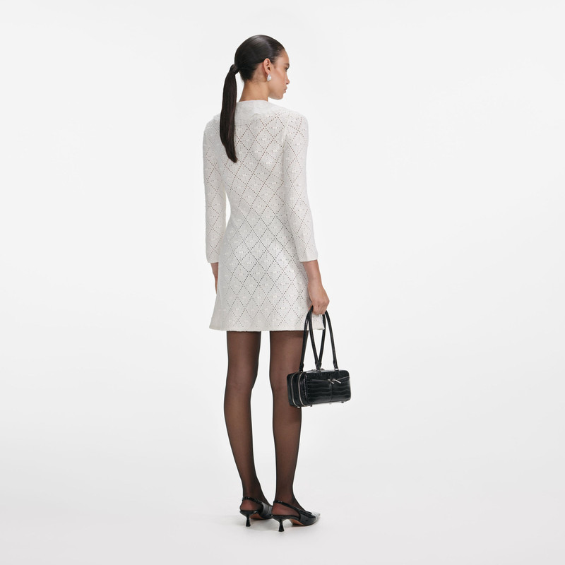 self-portrait White Lace Bib Knit Mini Dress outlook