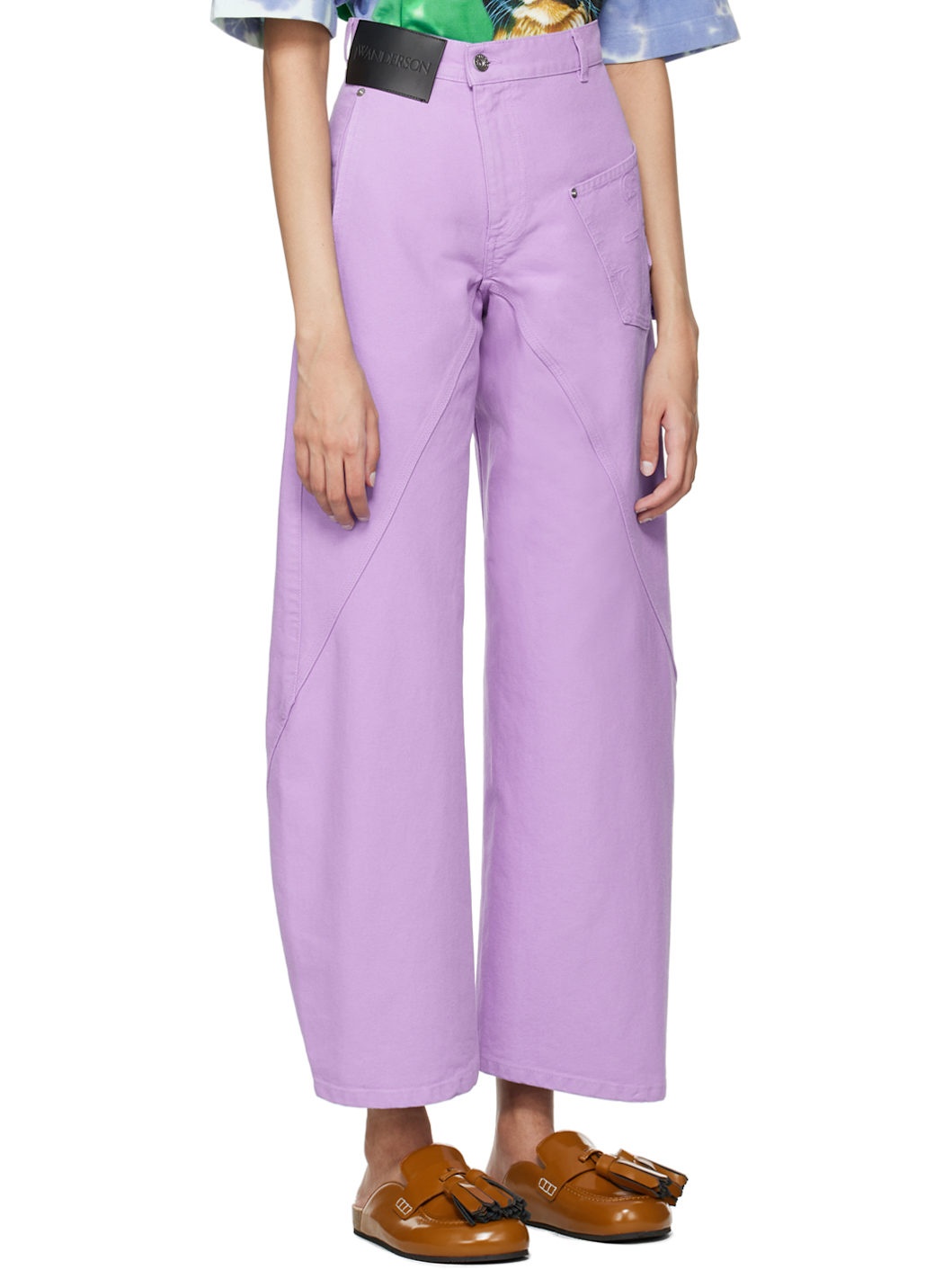 Purple Twisted Denim Trousers - 2