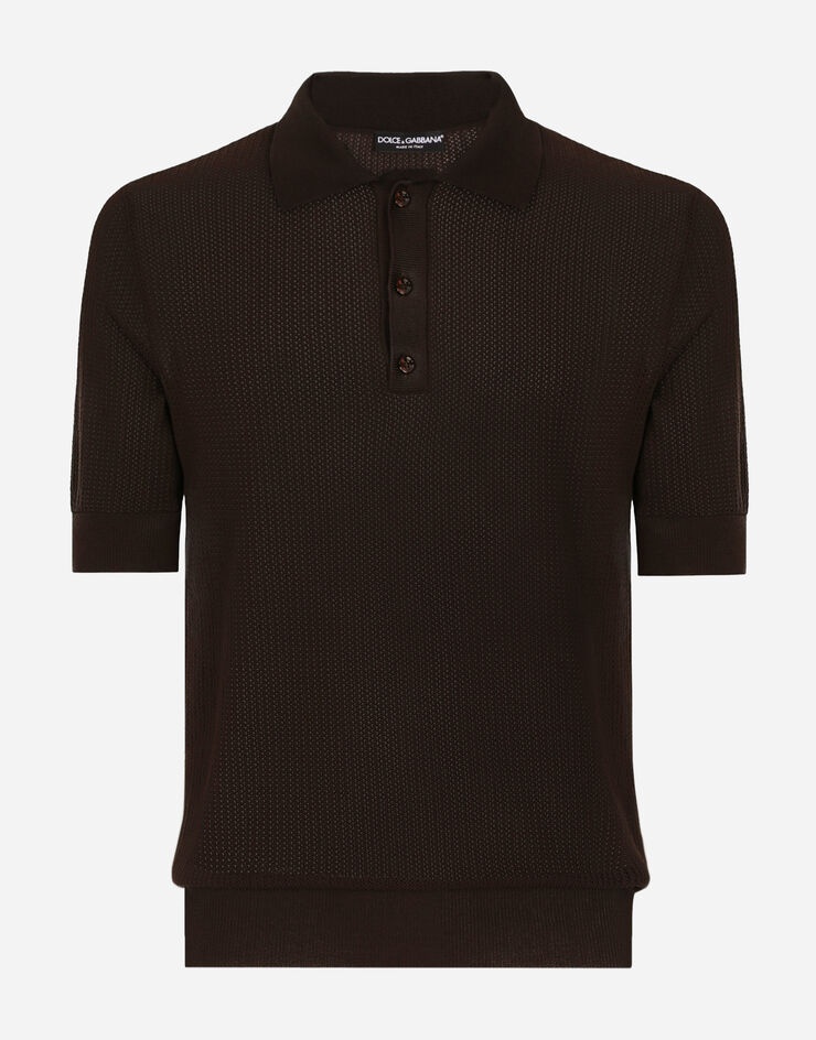 Cotton polo shirt with logo label - 1