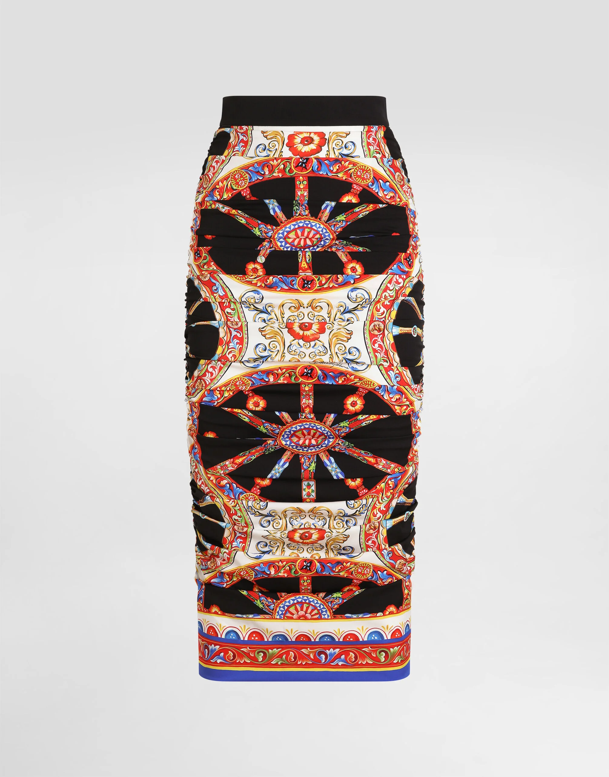 Carretto-print charmeuse midi skirt - 1