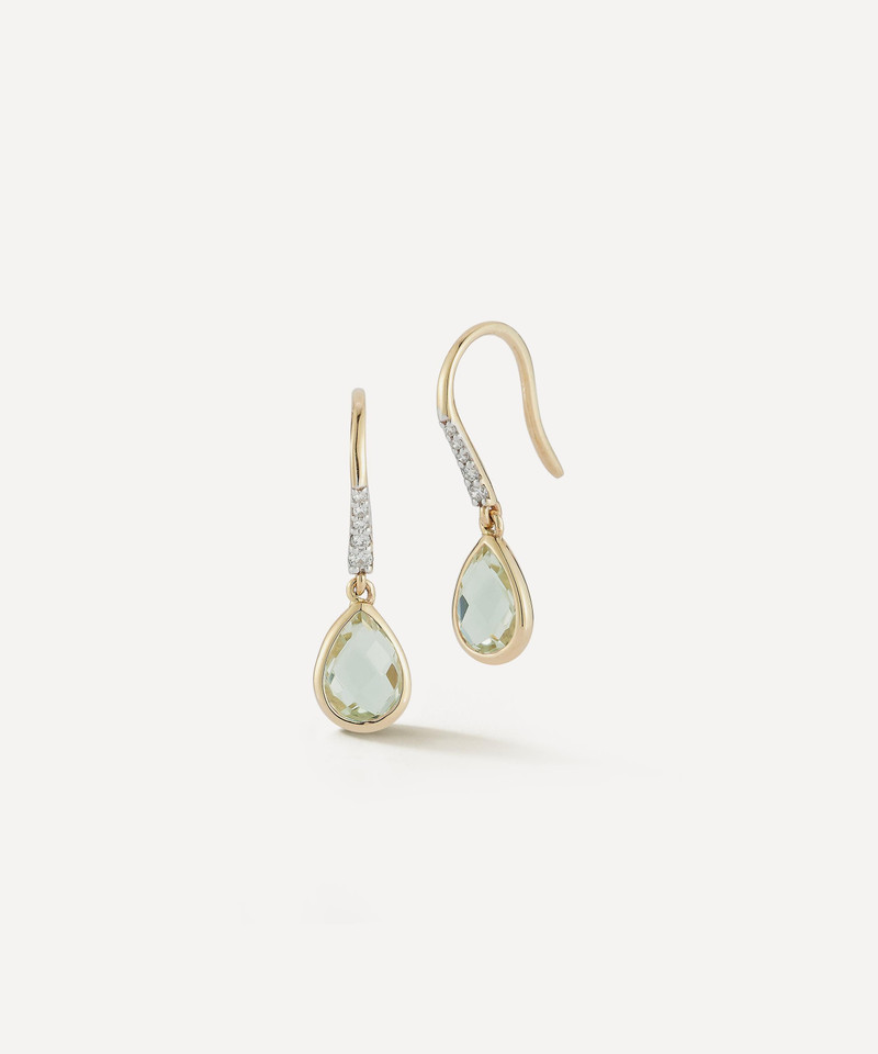 MATEO 14ct Gold Bezeled Green Amethyst Drop Earrings outlook