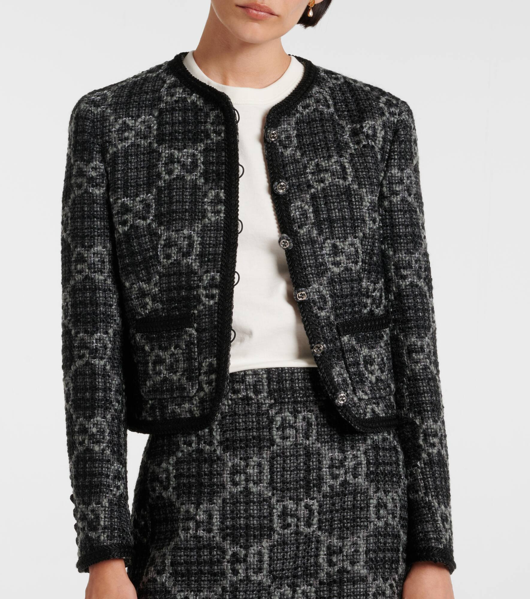 Single-breasted wool blend jacket - 6