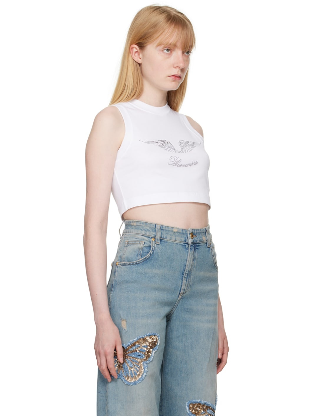 White Crystal-Cut Tank Top - 2