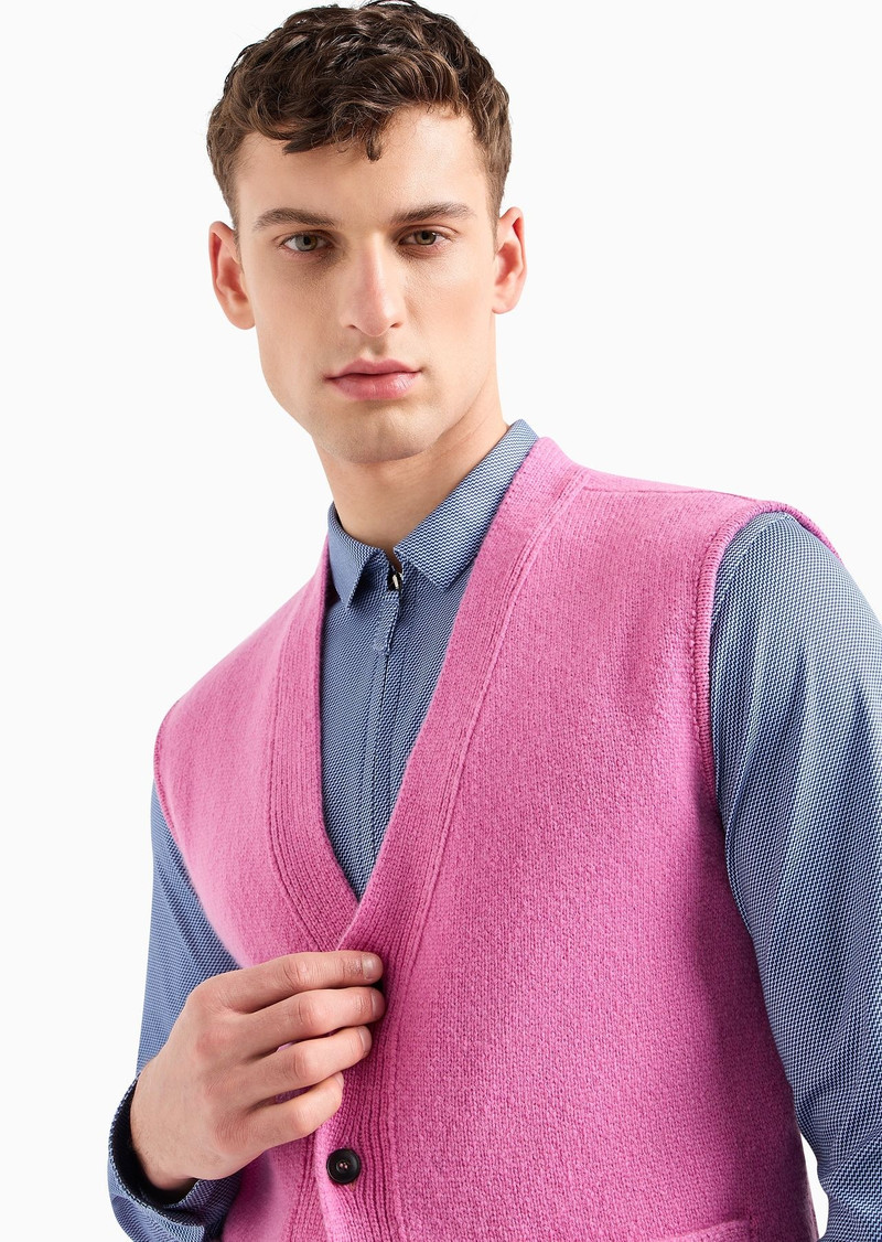 Single-breasted cashmere knit waistcoat 5
