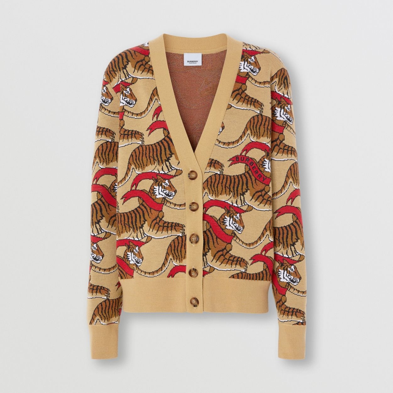 Tiger Graphic Technical Wool Jacquard Cardigan - 1