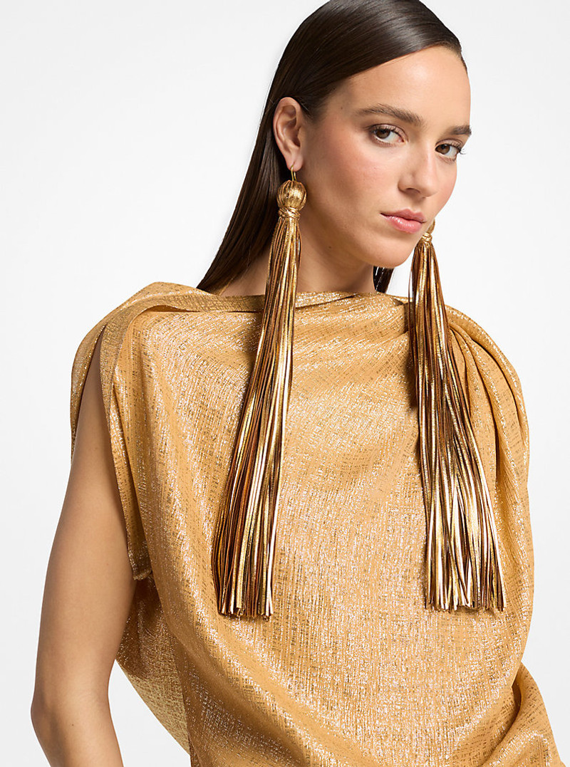 Metallic Leather Tassel Earrings 3