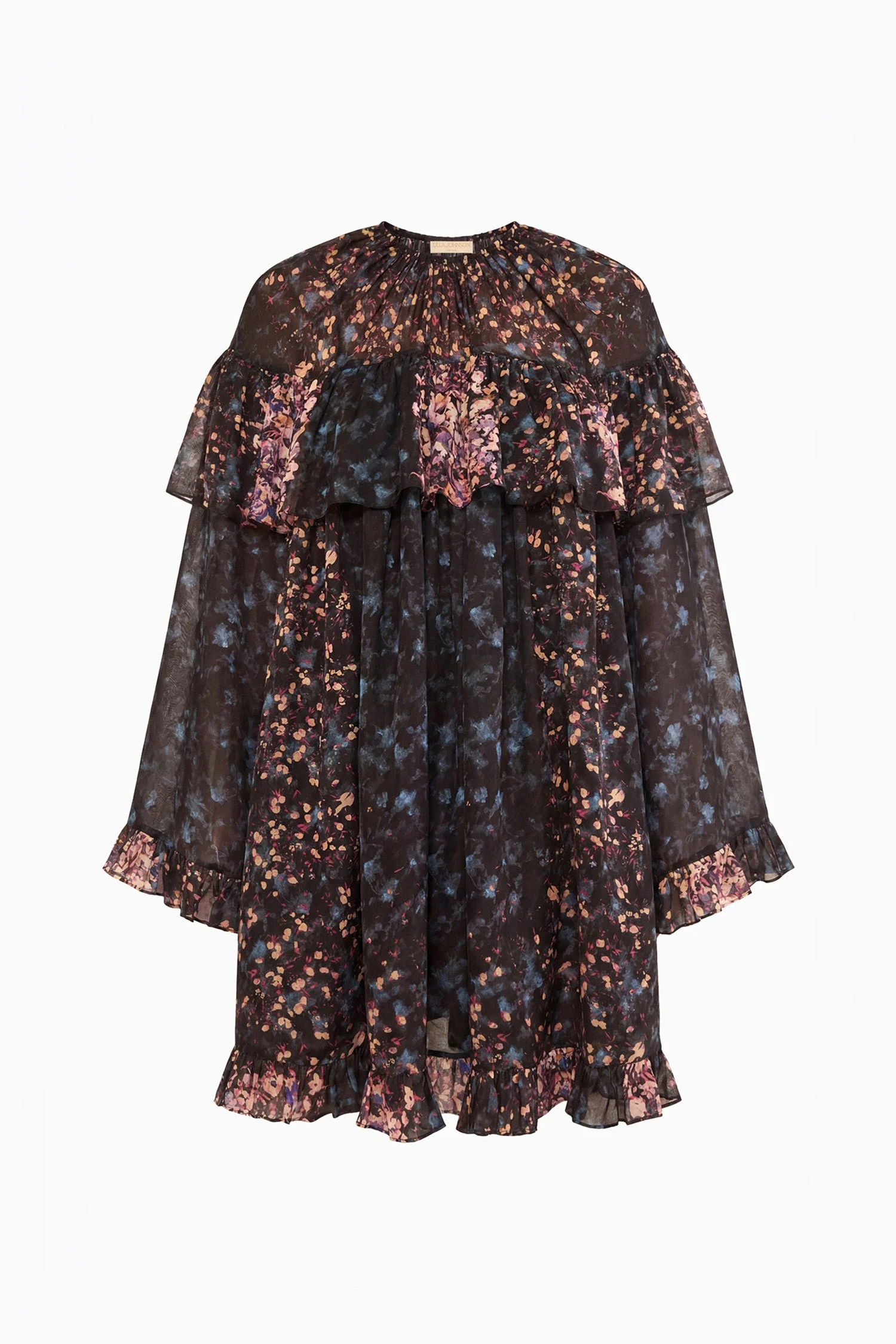 Lune Long Sleeve Silk Mini Dress - 1