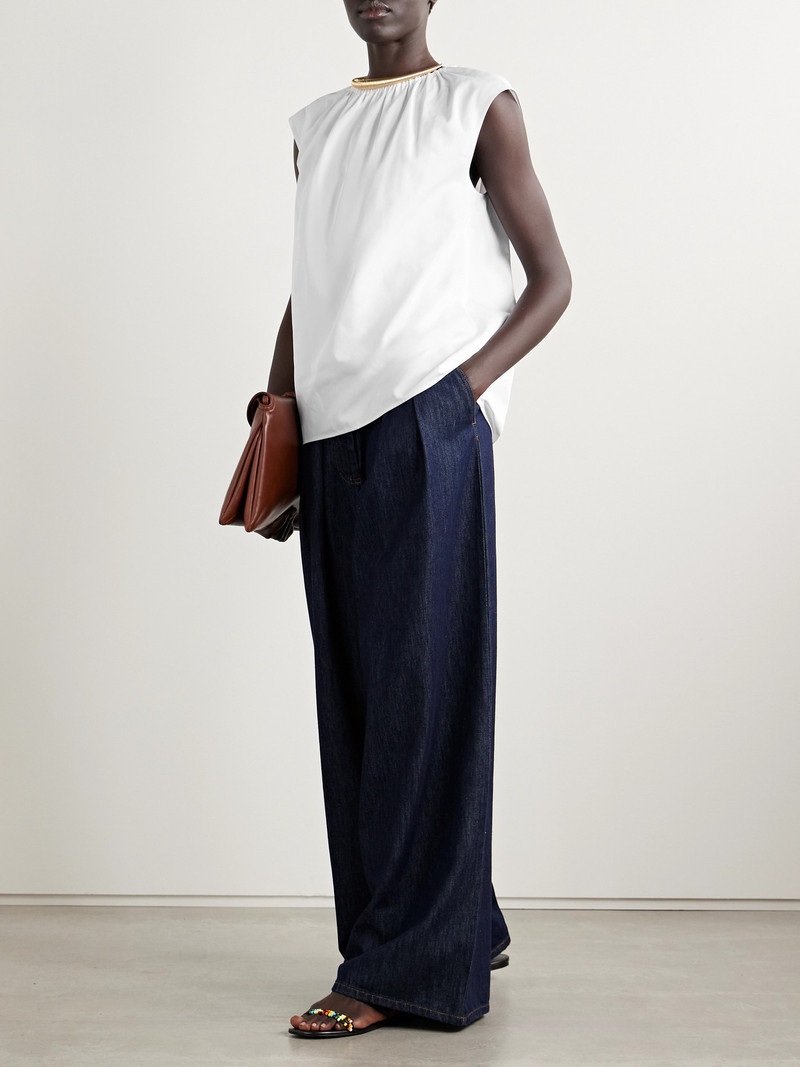 Tibi Gathered Poplin Top outlook