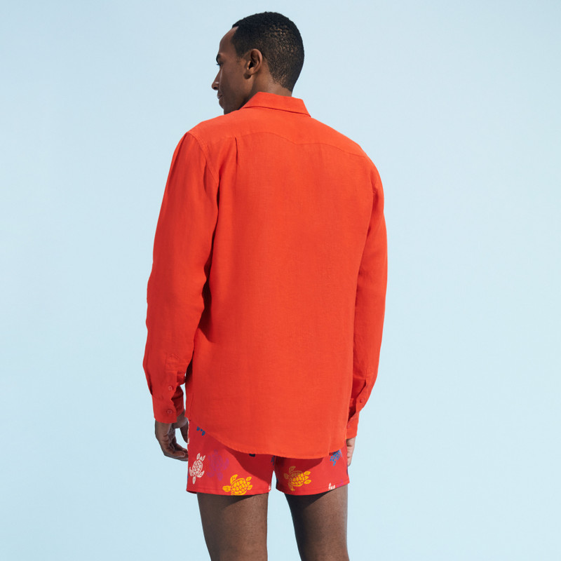 Men Linen Shirt Solid 4