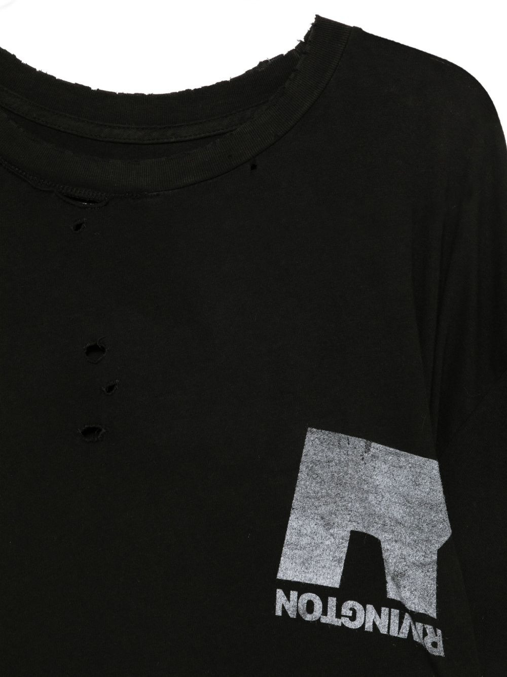 distressed logo-print T-shirt - 3