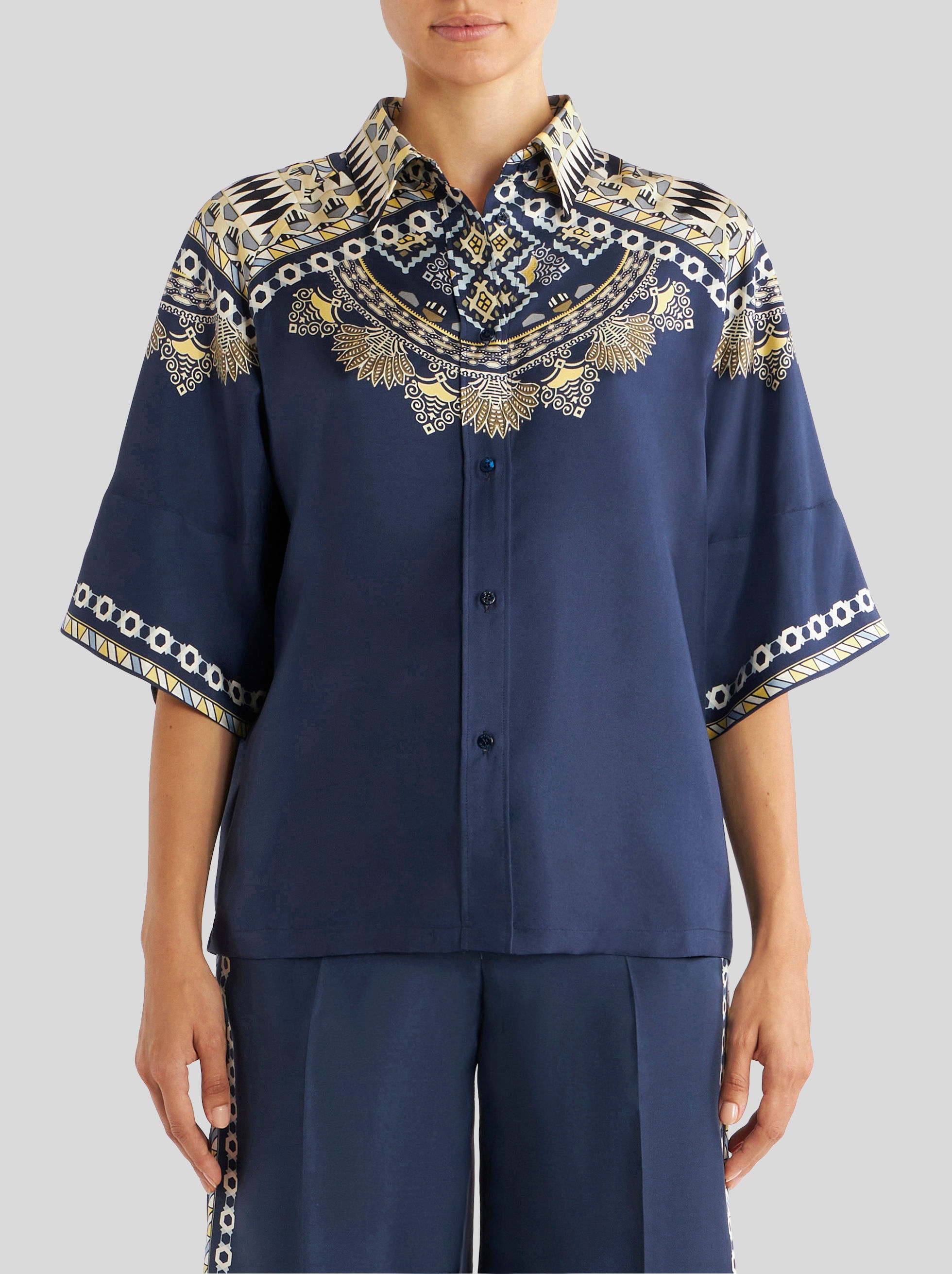 POUCH PRINT SILK SHIRT - 2