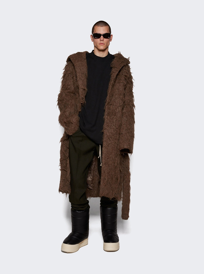 Rick Owens Slim Belted Hooded Coat Fawn outlook