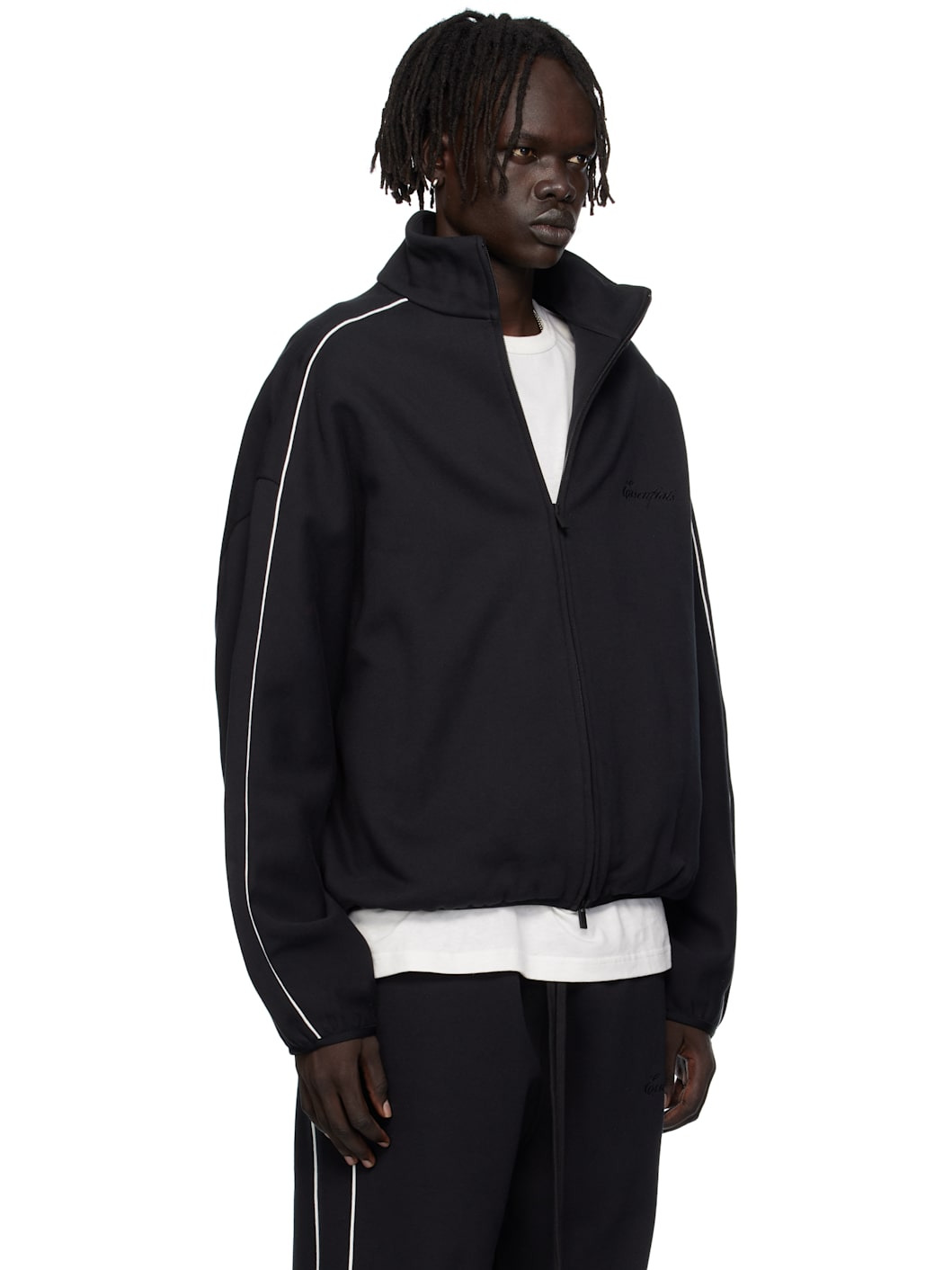 Black Modern Fit Fleece Track Jacket - 2
