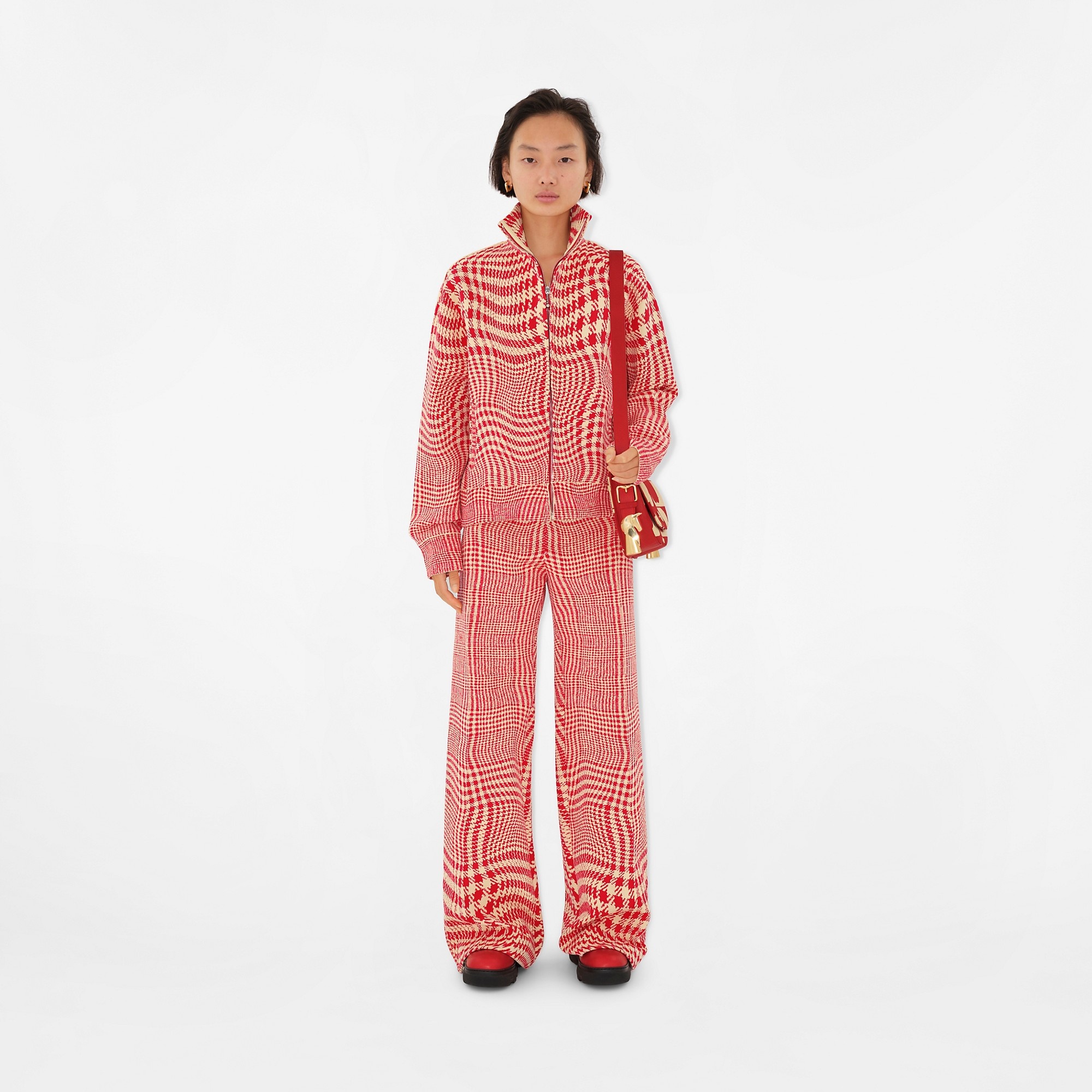 Warped Houndstooth Nylon Blend Track Pants - 2