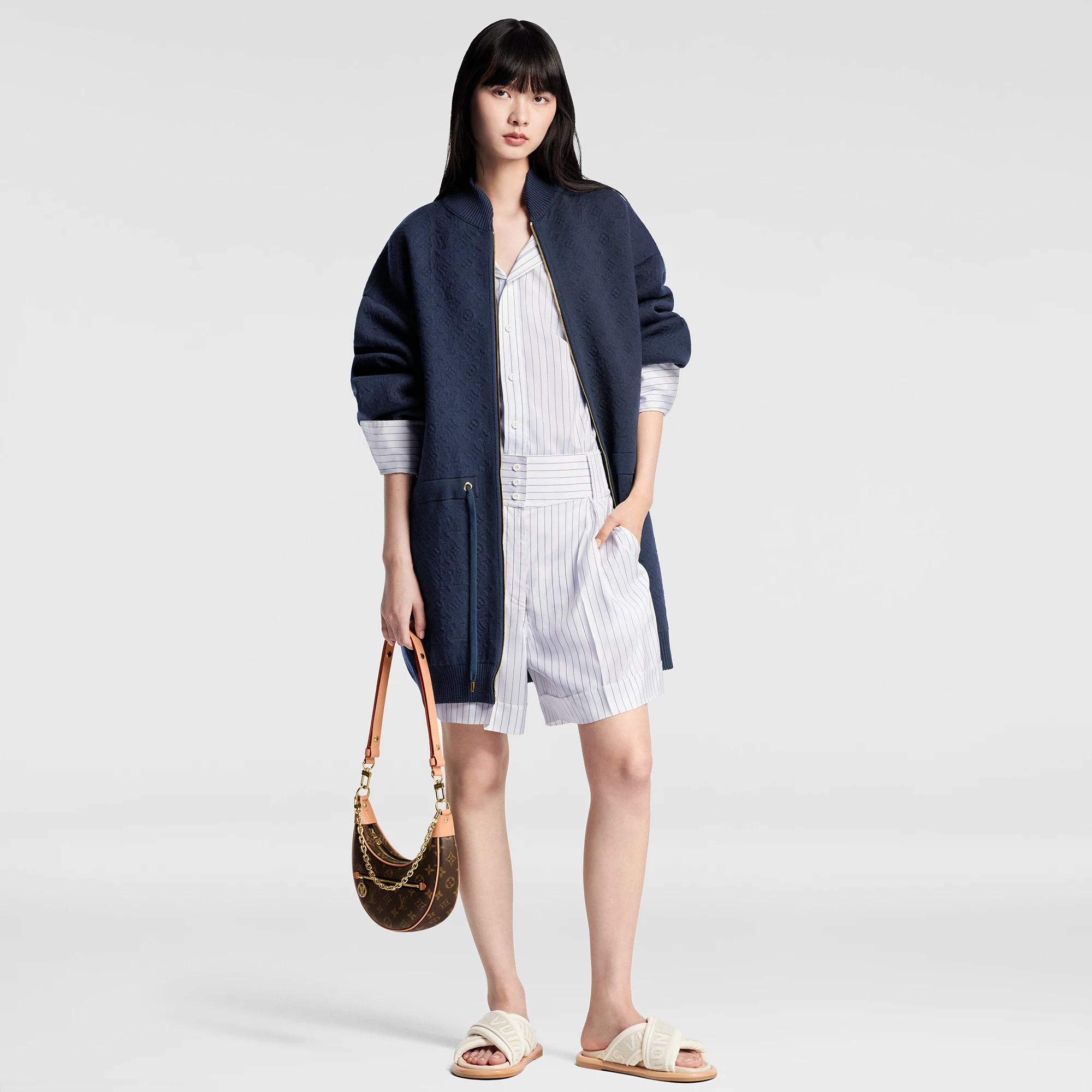 Embossed Monogram Bomber Coat - 4