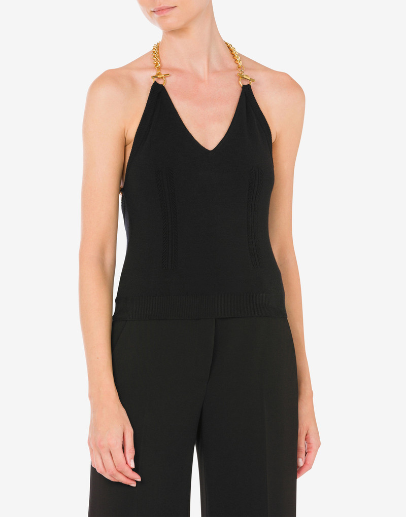 Moschino KNITTED TOP WITH CHAINS outlook